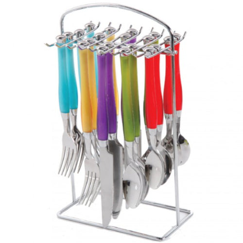 Gibson Home Santoro Hanging Rack with Flatware Set (20-Piece) - Stainless Steel