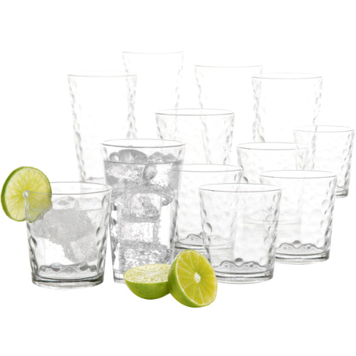 Gibson Home Great Foundations Glass Tumbler Set with Bubble Pattern (16-Piece)