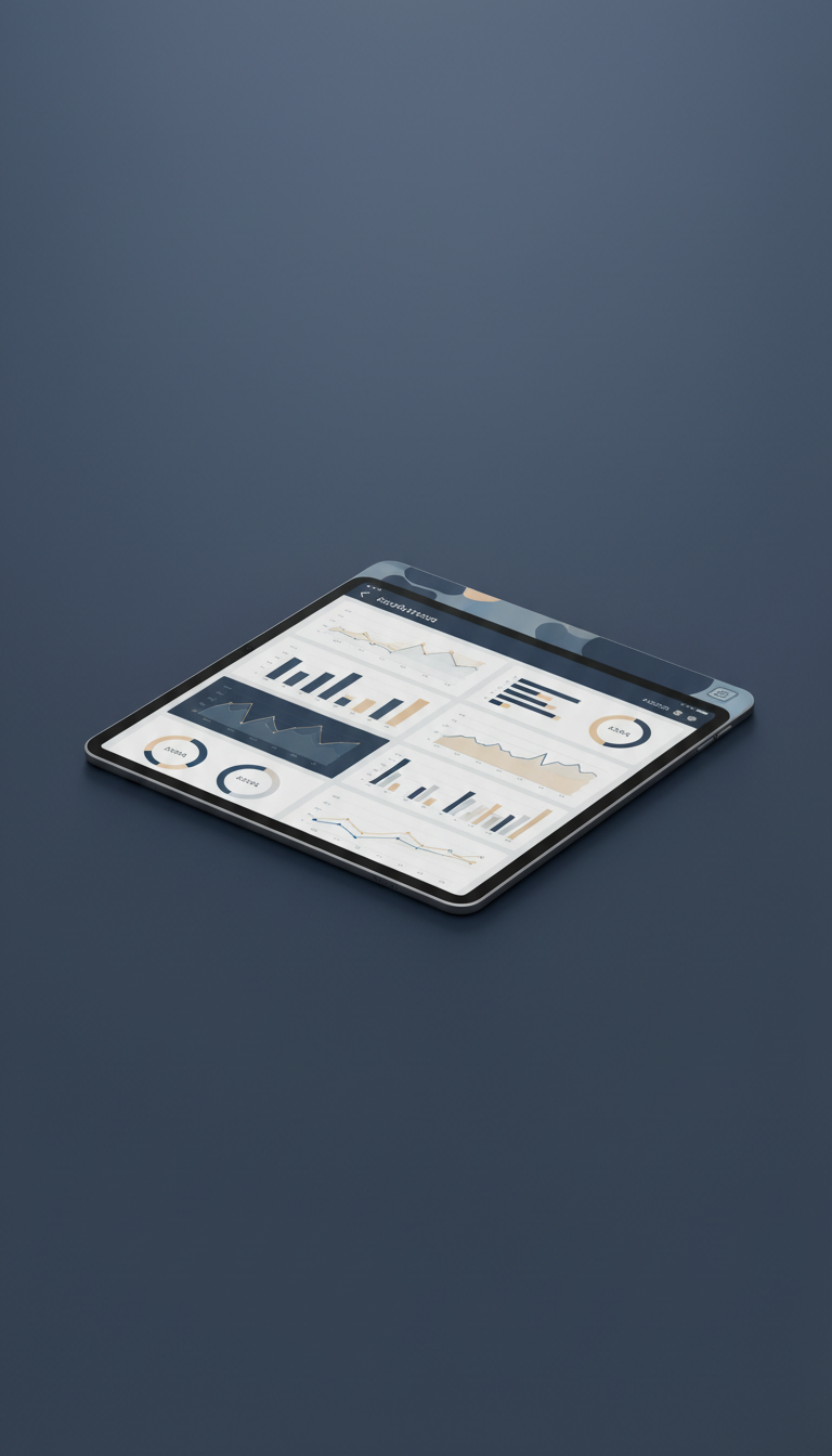 Custom analytics dashboard on tablet device