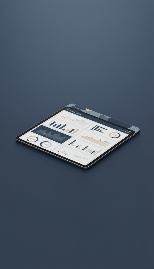 Custom analytics dashboard on tablet device