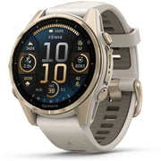 Garmin Fenix 8 43 mm, AMOLED, Sapphire, Soft Gold with Fog Gray Sandstone Silicone Band