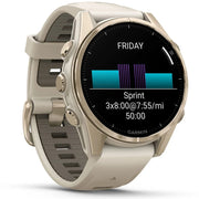 Garmin Fenix 8 43 mm, AMOLED, Sapphire, Soft Gold with Fog Gray Sandstone Silicone Band