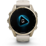 Garmin Fenix 8 43 mm, AMOLED, Sapphire, Soft Gold with Fog Gray Sandstone Silicone Band