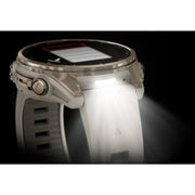 Garmin Fenix 8 43 mm, AMOLED, Sapphire, Soft Gold with Fog Gray Sandstone Silicone Band