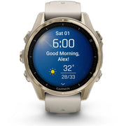 Garmin Fenix 8 43 mm, AMOLED, Sapphire, Soft Gold with Fog Gray Sandstone Silicone Band