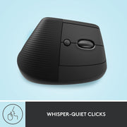 Logitech Core Ergo Series LIFT Vertical Ergonomic Wireless Mouse, Bluetooth/USB, Graphite
