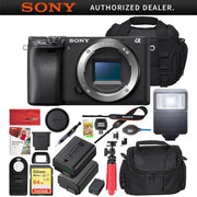 Sony a6400 4K Mirrorless Camera ILCE-6400/B + Deco Gear Pro Kit Flash & Case Bundle