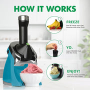 Yonanas Deluxe Vegan NonDairy Frozen Fruit Soft Serve Dessert Maker 200W, Teal