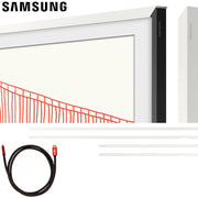 Samsung 50" The Frame Customizable Bezel, Modern White w/ HDMI Cable Bundle