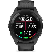 Garmin Forerunner 265 GPS Smartwatch, Black/Powder Gray w/ Garmin HRM 200 (M-XL) Bundle