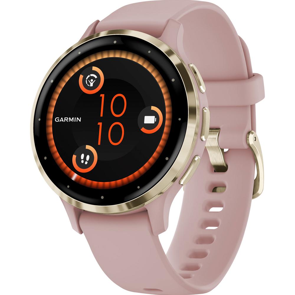 Garmin Venu 3S Health Fitness GPS Smartwatch Gold Steel Bezel w/ Dust Rose Case (41mm)