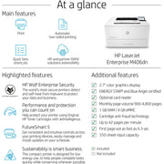 Hewlett Packard LaserJet Enterprise M406dn Monochrome Printer built-in Ethernet