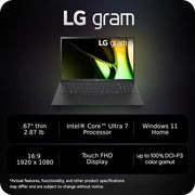 LG Gram 15.6" Intel Ultra 7 32GB/1TB SSD Laptop Open Box with 1 Year Warranty