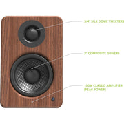 Kanto YU2WALNUT Powered Desktop Speakers Walnut/Noyer (Open Box) + 1 Year Warranty