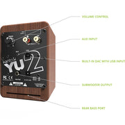 Kanto YU2WALNUT Powered Desktop Speakers Walnut/Noyer (Open Box) + 1 Year Warranty