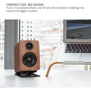 Kanto YU2WALNUT Powered Desktop Speakers Walnut/Noyer (Open Box) + 1 Year Warranty