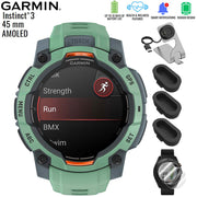 Garmin Instinct 3-45 mm GPS Smartwatch AMOLED Neo Tropic + Charging Dock Bundle