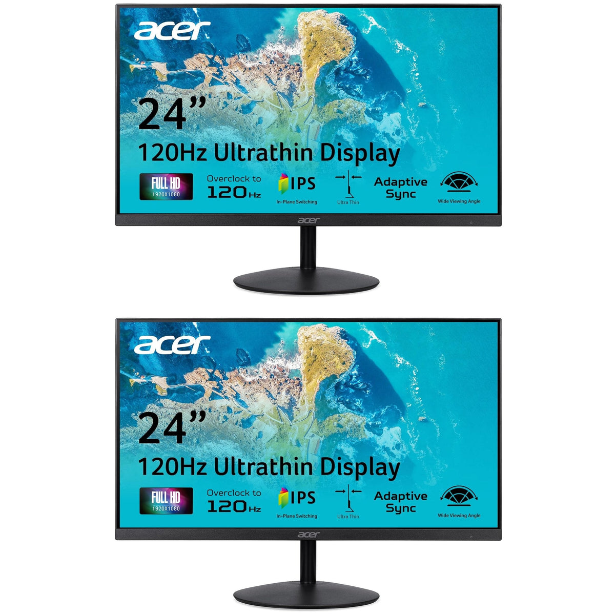 Acer 23.8" FHD 120Hz Ultra-Slim Adaptive-Sync IPS Gaming Monitor 2 Pack