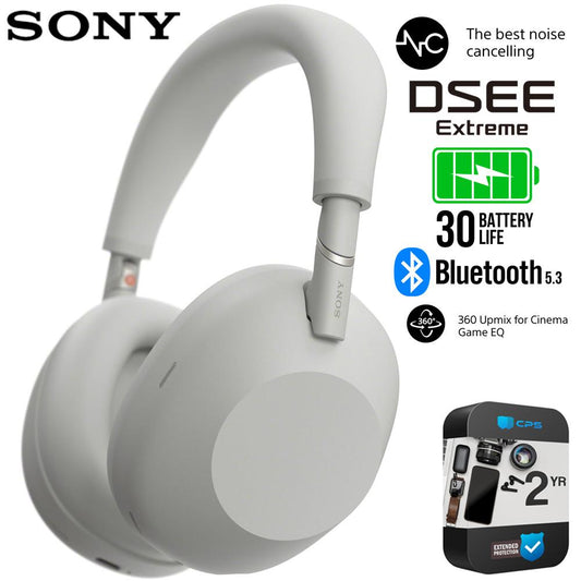 Sony WH-1000XM6 Wireless Headphones, Platinum Silver + Exclusive 2 YR Warranty Bundle