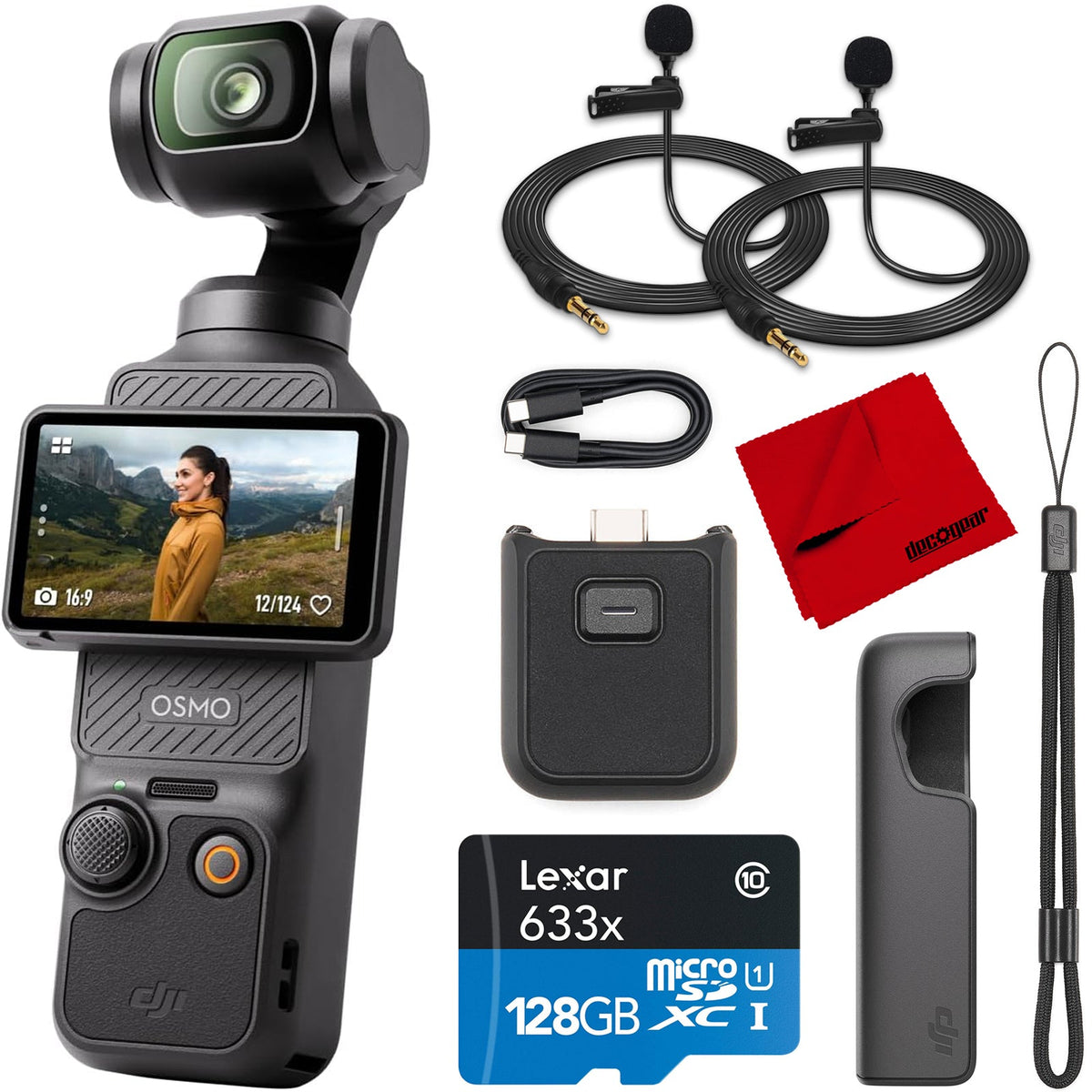 DJI Osmo Pocket 3 4K/120fps Gimbal Camera 3-Axis Stabilized + Lapel Mic 2Pc Bundle