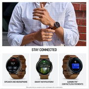 Garmin Venu 4,45 mm Smartwatch, Slate with Black Band and Brown Leather Band