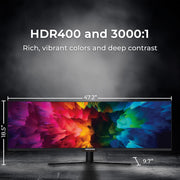 Deco Gear 49" Curved Ultrawide LED 3840x1080 HDR400 32:9 144Hz VA Gaming Monitor