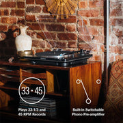 Audio-Technica AT-LP70X-BZ Fully Automatic Turntable w/ AT-SP3X Speaker + 26 Month Protection