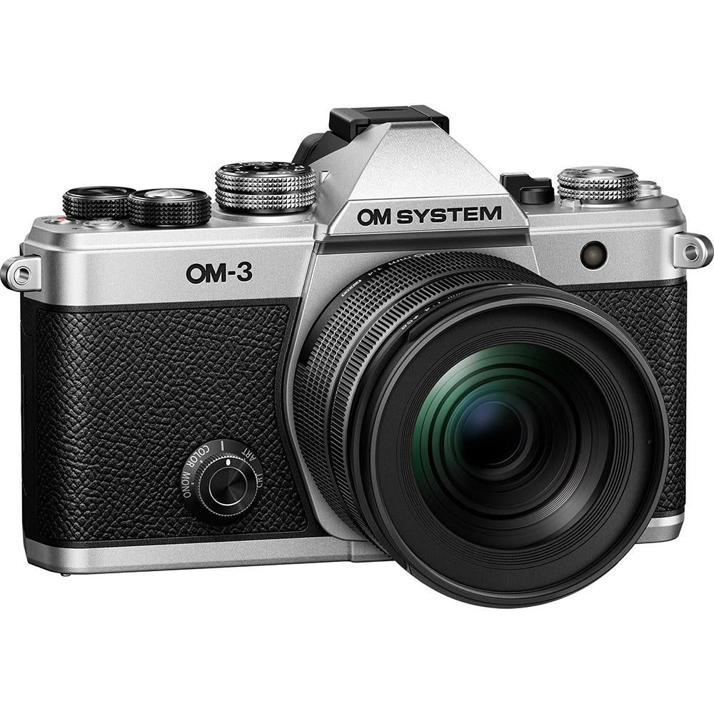OM SYSTEM Olympus OM-3 Digital Camera, M.ZUIKO 12-45mm Lens, Silver (V210051SW000)