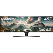 Deco Gear 49" Curved Ultrawide LED 3840x1080 HDR400 32:9 144Hz VA Gaming Monitor