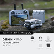 DJI Mini 4 Pro Drone Fly More with RC 2 Controller 3 Baterie& Charging Hub Open Box