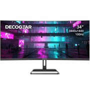 Deco Gear 34 inch Curved Ultrawide Business Monitor, 3440x1440, 100Hz, HDR