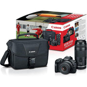 Canon EOS R100 Camera Double Zoom Lens Kit w/RF-S18-45/RF75-300mm + 128GB Bundle