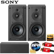 Sony SS-CS5M2 Hi-res Bookshelf Speakers (Pair) w/ Center Channel Speaker Bundle