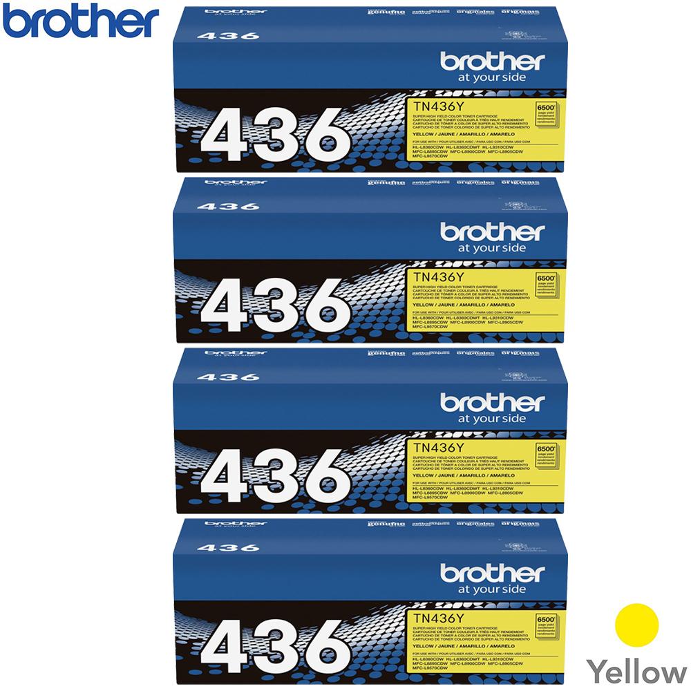 Brother TN436Y Super High-yield Toner Cartridge Yellow 4 Pack