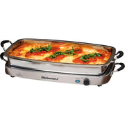 Elite Gourmet EWM-9933 7.5-Qt Triple Buffet Server and Warming Tray, Stainless Steel