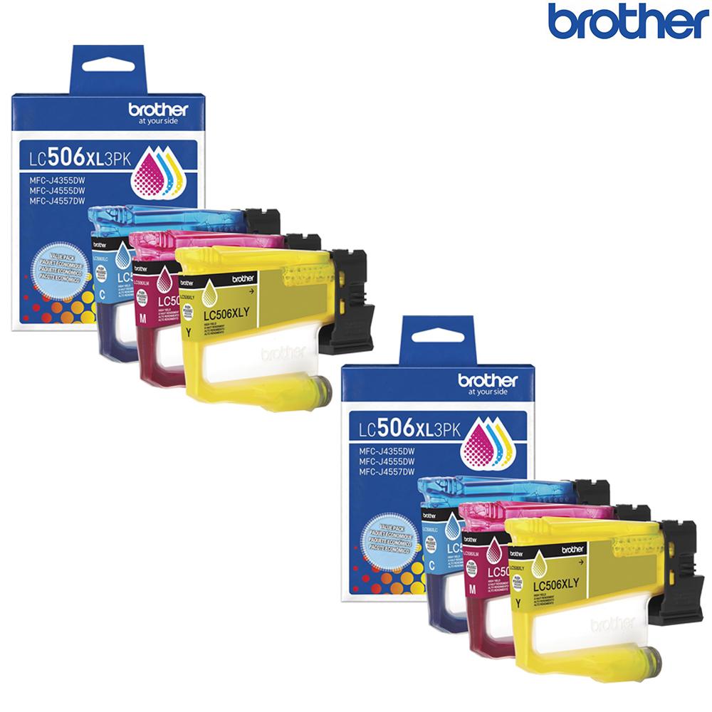 Brother Genuine LC506XL3PKS 3-Pack High Yield Color Ink Cartridges C/M/Y 2Pack