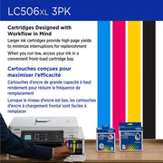 Brother Genuine LC506XL3PKS 3-Pack High Yield Color Ink Cartridges C/M/Y 2Pack