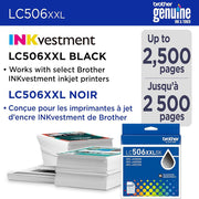 Brother Genuine LC506XXLBKS Super High Yield Black Ink Cartridge 2 Pack