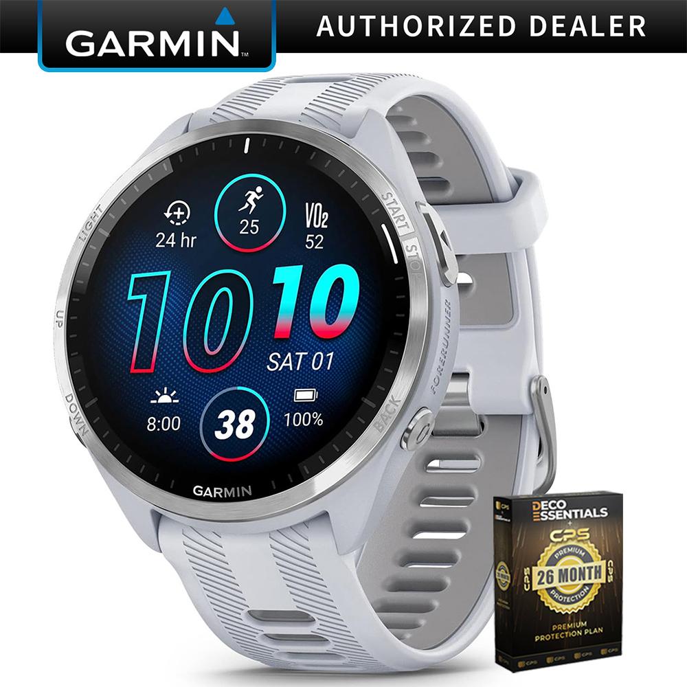 Garmin Forerunner 965 Running Smartwatch Whitestone & Gray + 26 Month Protection