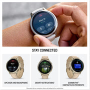 Garmin Venu 4, 41mm Smartwatch Lunar Gold with Bone Band + Accessories Bundle