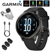 Garmin Venu 4, 41 mm GPS Smartwatch, Slate w/ Black Silicone Band + Accessories Bundle