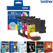 Brother Genuine 3-Pack High Yield Color Ink Cartridges C/M/Y + Printer Softwares