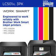 Brother Genuine 3-Pack High Yield Color Ink Cartridges C/M/Y + Printer Softwares