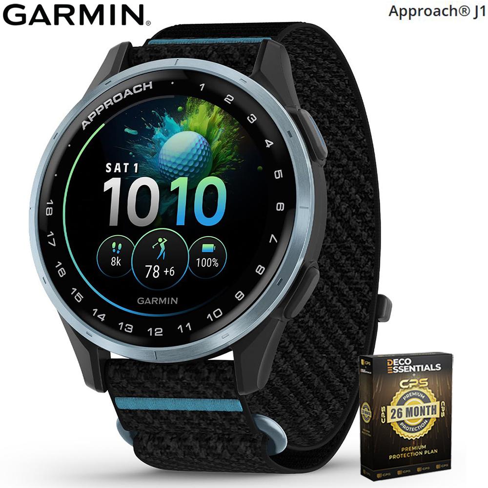Garmin Approach J1 Cloud Blue Aluminum Bezel w/ Black Band + 26 Month Protection