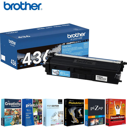 Brother Super High-yield Toner Cartridge, Cyan + Printer Essentials Bundle