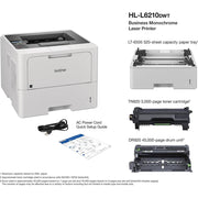 Brother HL-L6210DWT Business Monochrome Laser Printer, White w/ Print Like A Pro Bundle