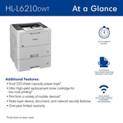 Brother HL-L6210DWT Business Monochrome Laser Printer, White w/ Print Like A Pro Bundle