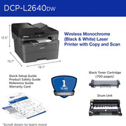 Brother DCP-L2640DW Monochrome Laser Printer with 26-Month Plan, HDMI & USB Cables