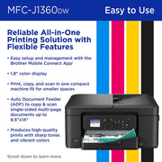 Brother Work Smart 1360 Inkjet All-in-One Printer with 26-Month Plan, HDMI & USB Cables