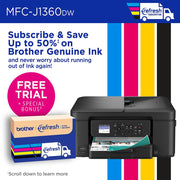 Brother Work Smart 1360 Inkjet All-in-One Printer with 26-Month Plan, HDMI & USB Cables